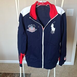 Polo by Ralph Lauren Men's Navy and Red Bomber Jacket